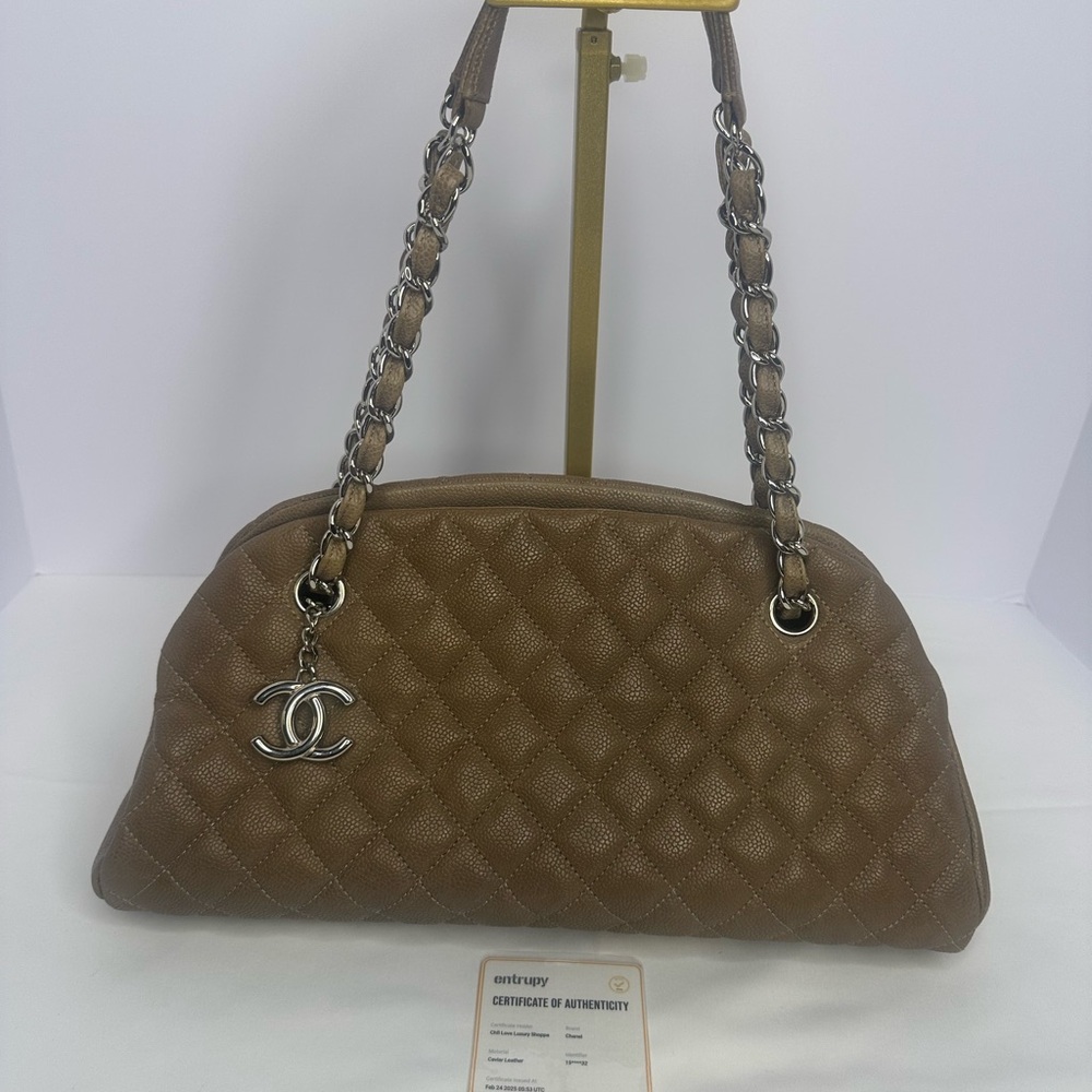 Chanel Taupe Quilted Leather Shoulder Bag